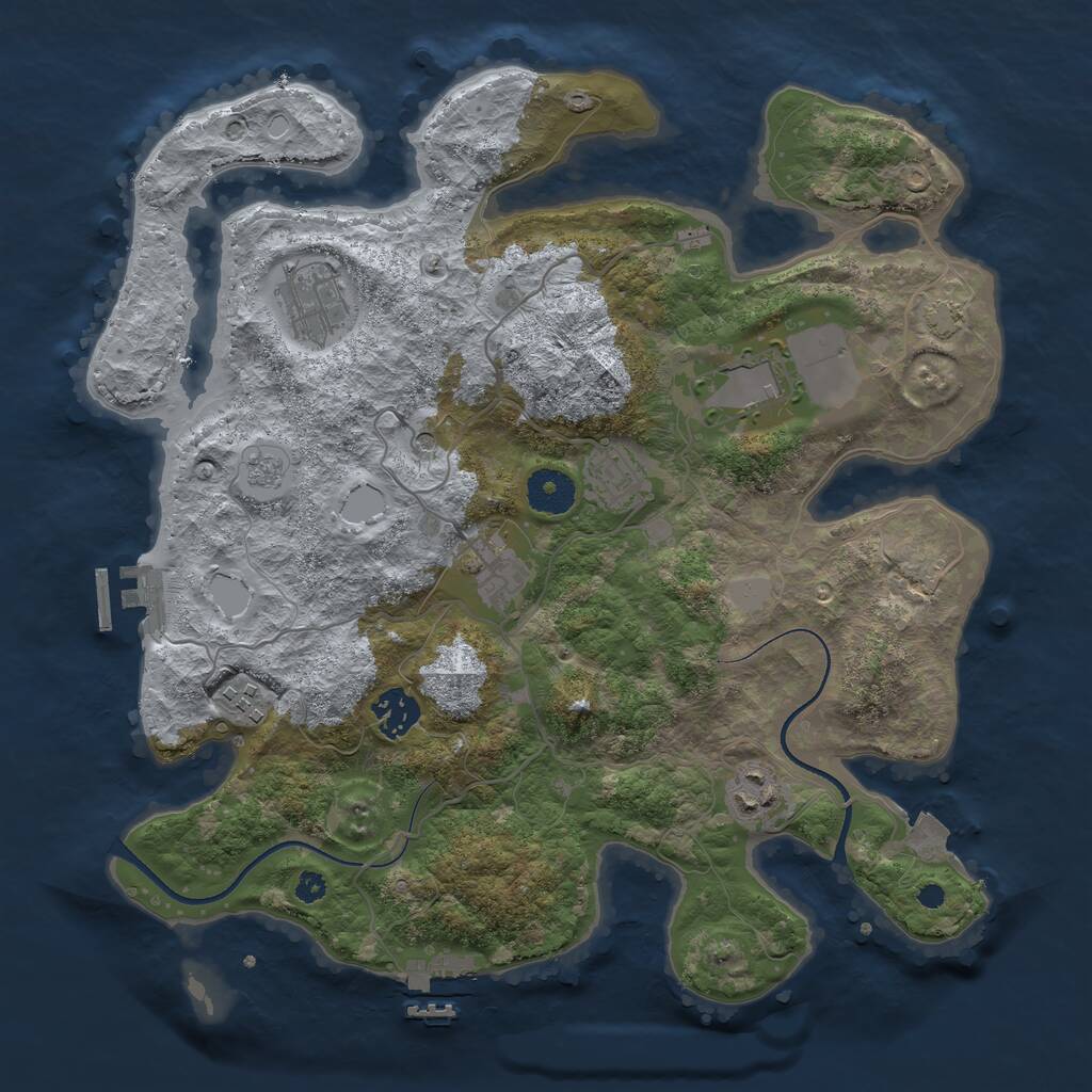 Rust Map: Procedural Map, Size: 3500, Seed: 9873155, 13 Monuments