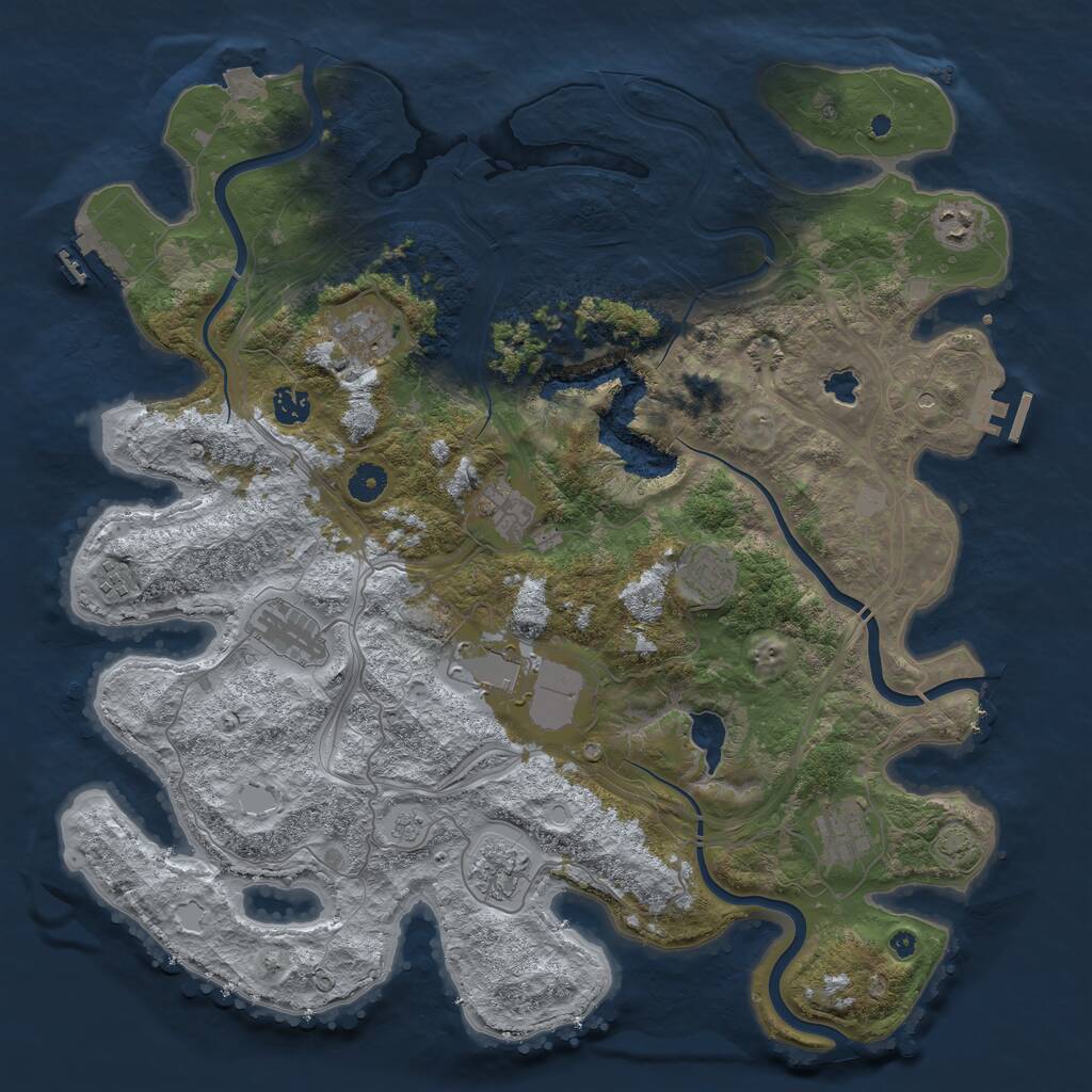 Rust Map: Procedural Map, Size: 4300, Seed: 24699253, 16 Monuments
