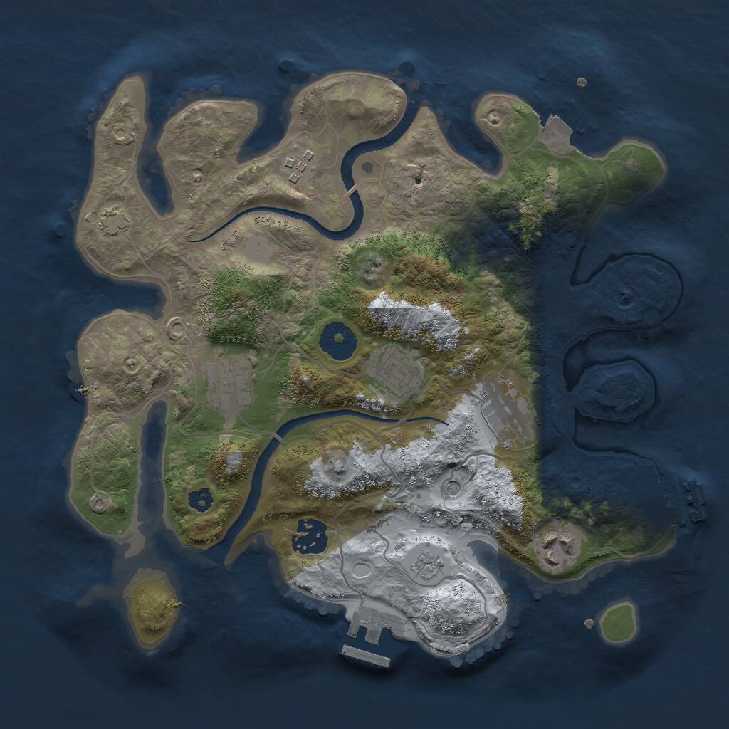 Rust Map: Procedural Map, Size: 3000, Seed: 873, 12 Monuments
