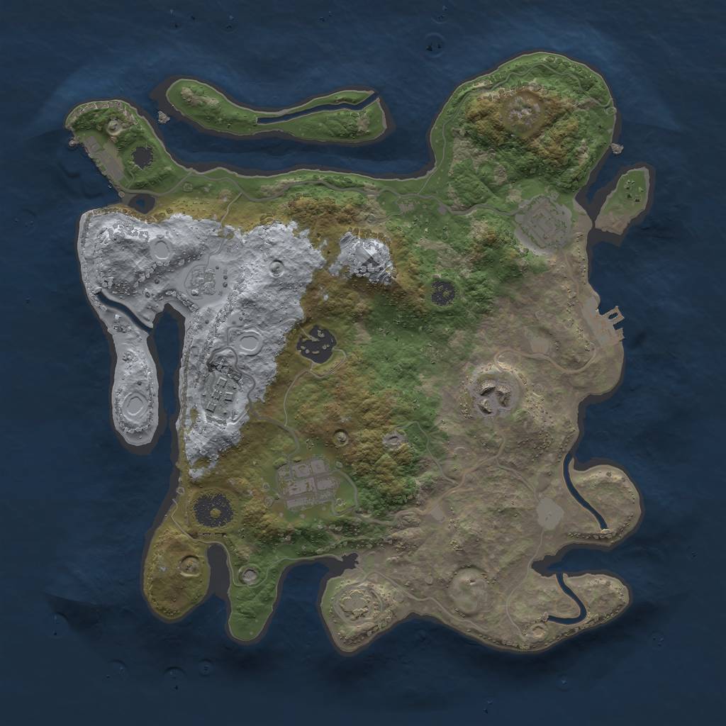 Rust Map: Procedural Map, Size: 3000, Seed: 10296204, 12 Monuments