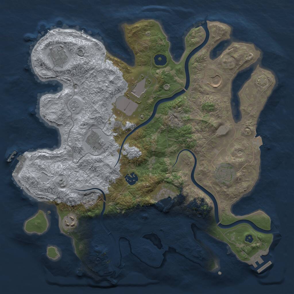 Rust Map: Procedural Map, Size: 3600, Seed: 46, 15 Monuments