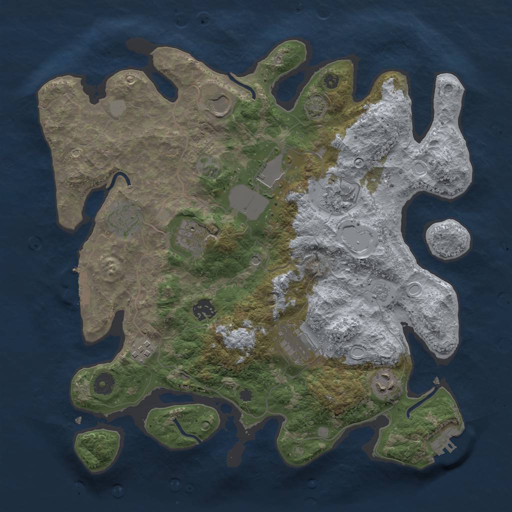 Rust Map: Procedural Map, Size: 3550, Seed: 3516520, 17 Monuments