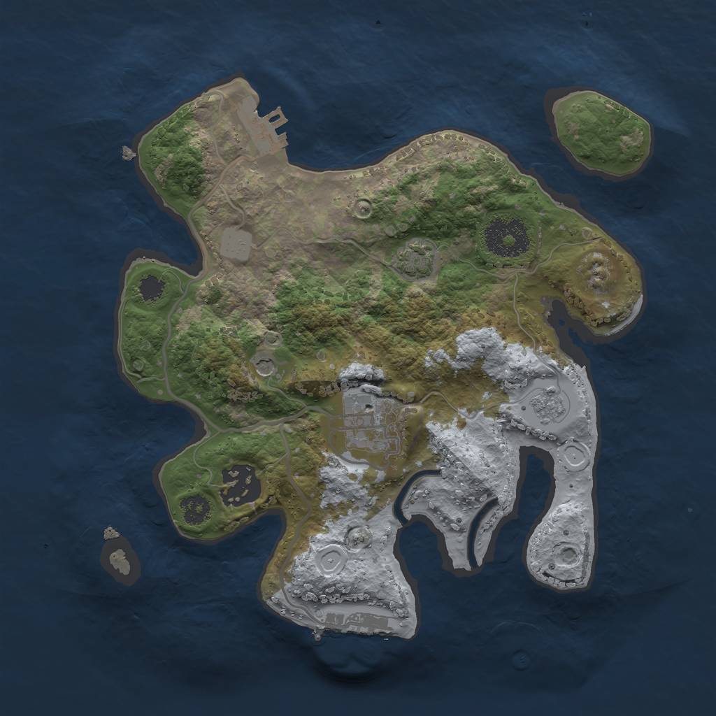 Rust Map: Procedural Map, Size: 2500, Seed: 123789456, 10 Monuments