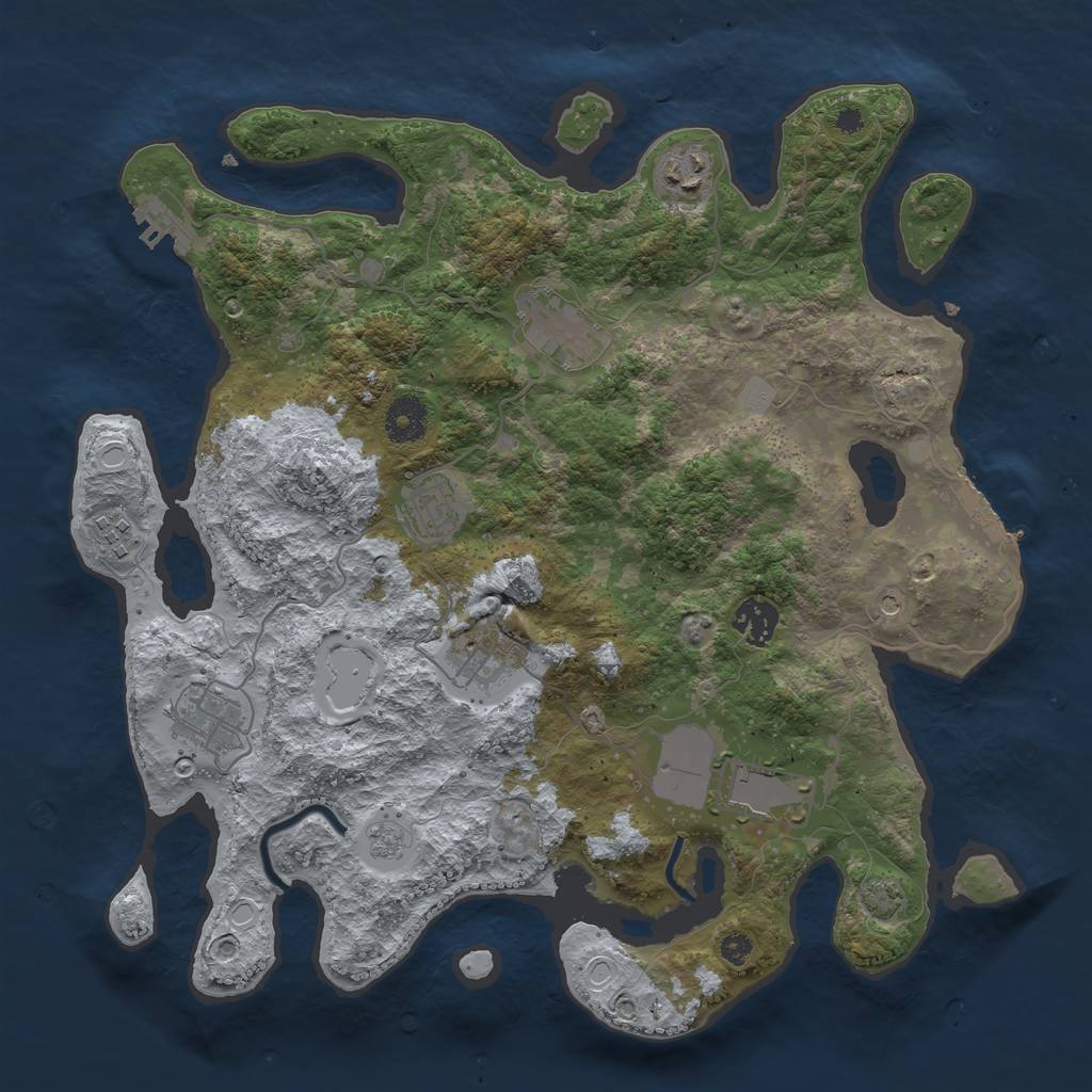Rust Map: Procedural Map, Size: 3600, Seed: 22005, 16 Monuments