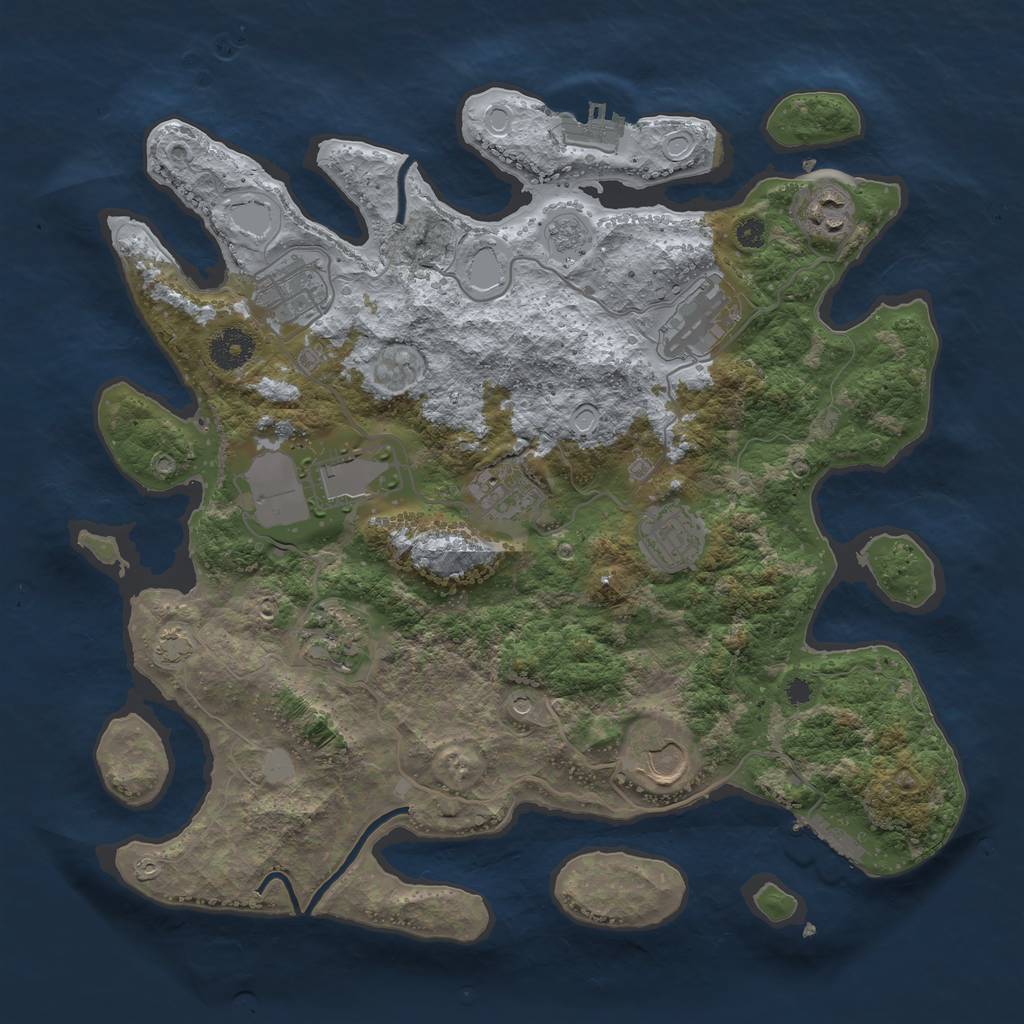 Rust Map: Procedural Map, Size: 3600, Seed: 12005, 16 Monuments