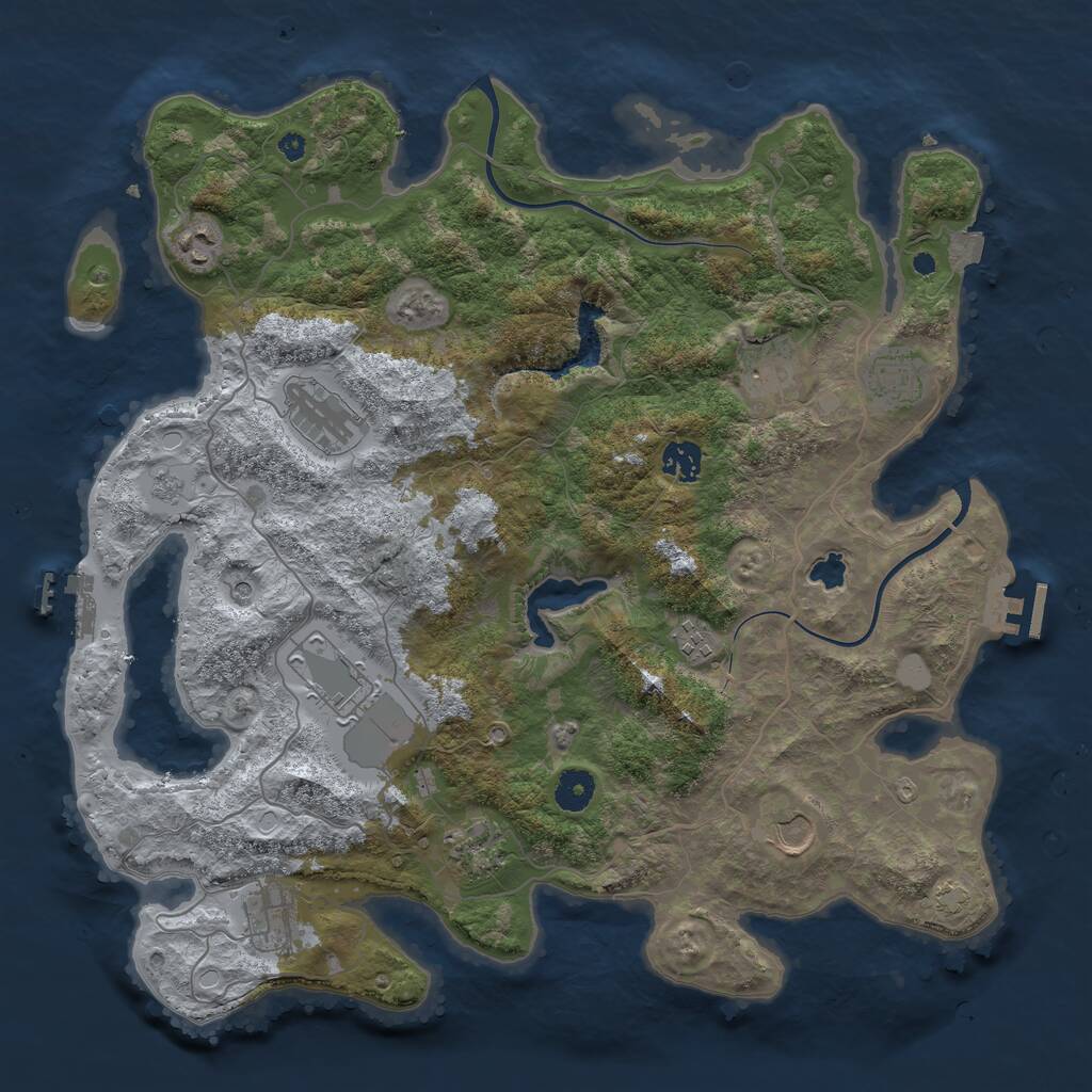 Rust Map: Procedural Map, Size: 4000, Seed: 17143308, 16 Monuments