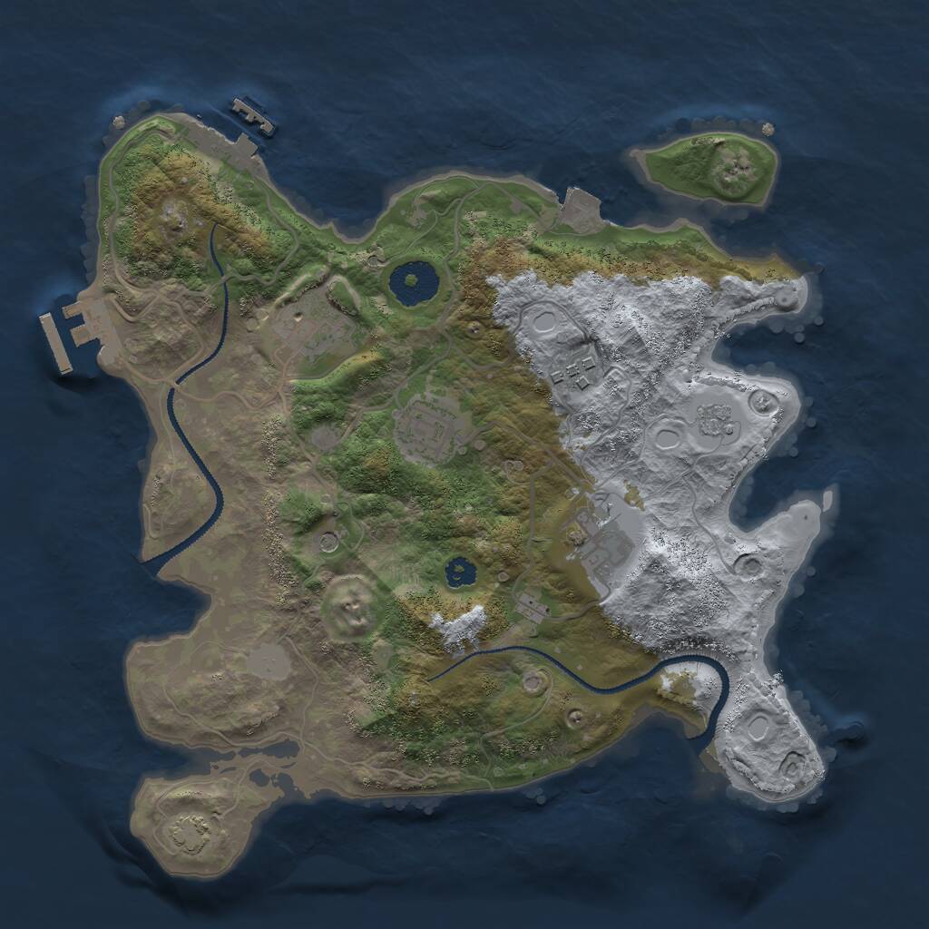 Rust Map: Procedural Map, Size: 3000, Seed: 1937826493, 10 Monuments