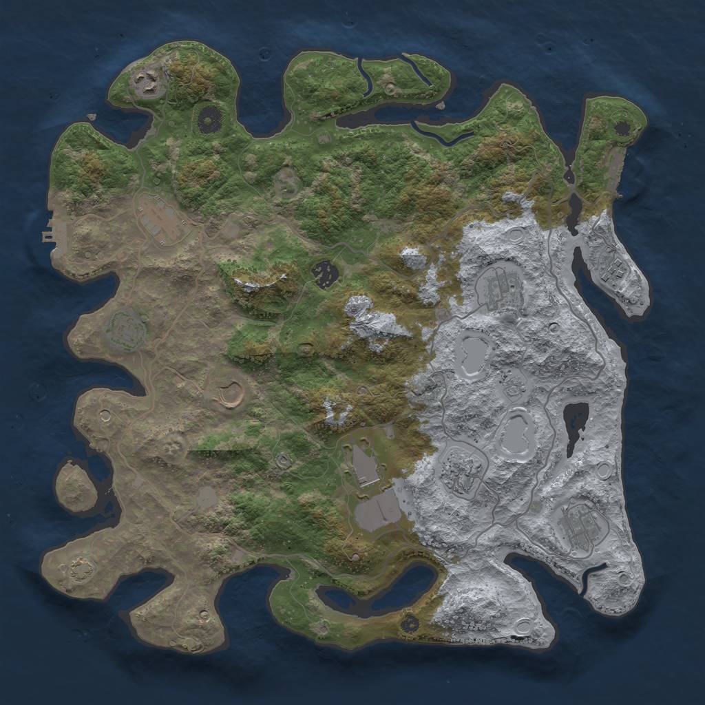 Rust Map: Procedural Map, Size: 4000, Seed: 5467, 18 Monuments