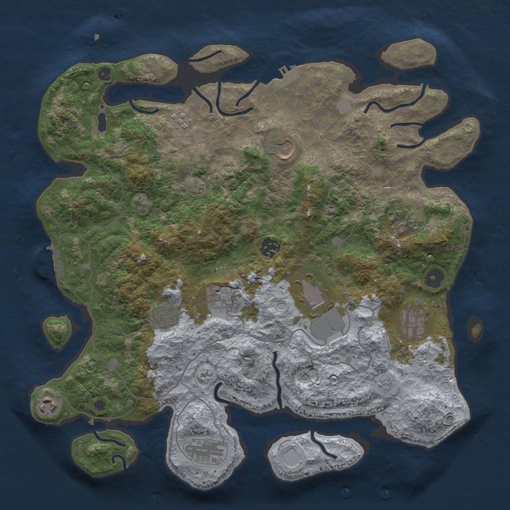 Rust Map: Procedural Map, Size: 4000, Seed: 718682719, 18 Monuments