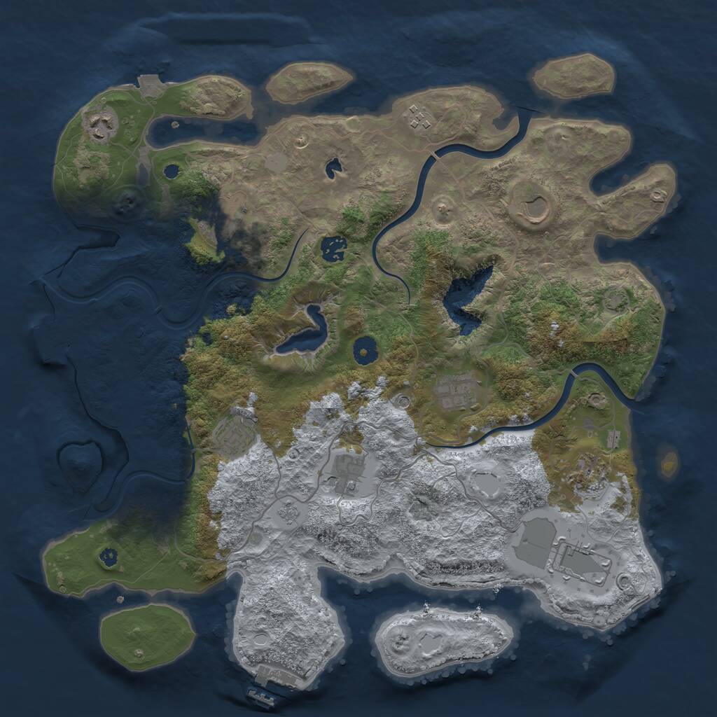 Rust Map: Procedural Map, Size: 4000, Seed: 718682719, 16 Monuments