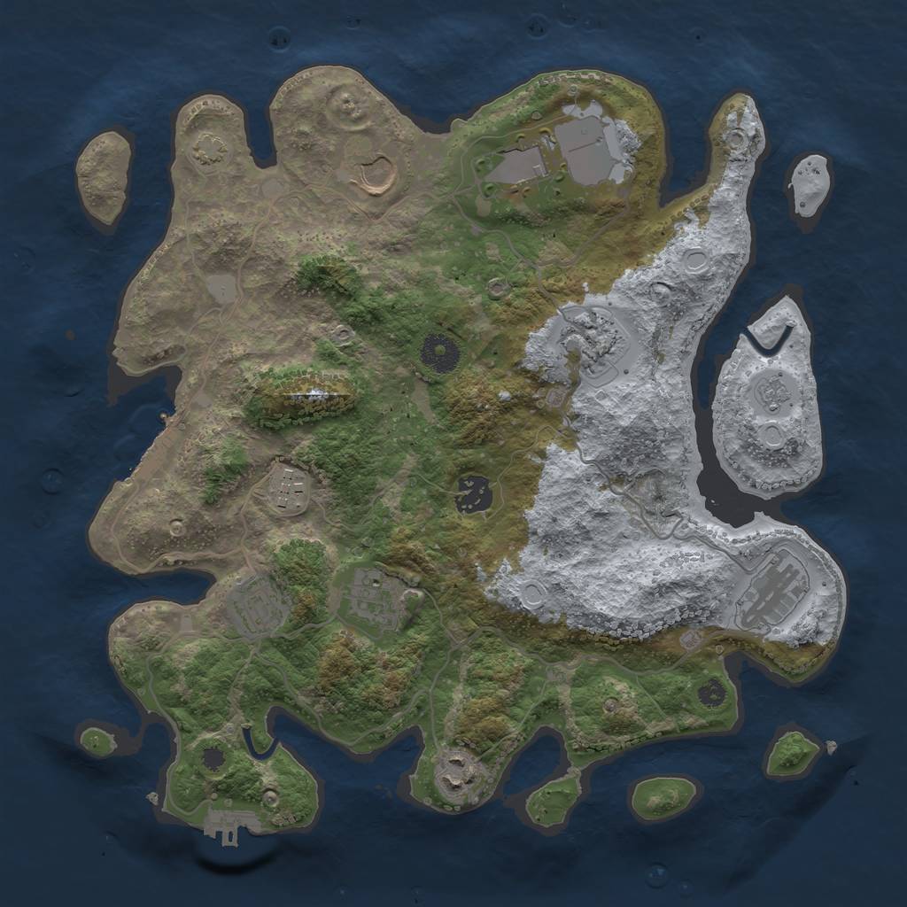 Rust Map: Procedural Map, Size: 3500, Seed: 2095485263, 16 Monuments