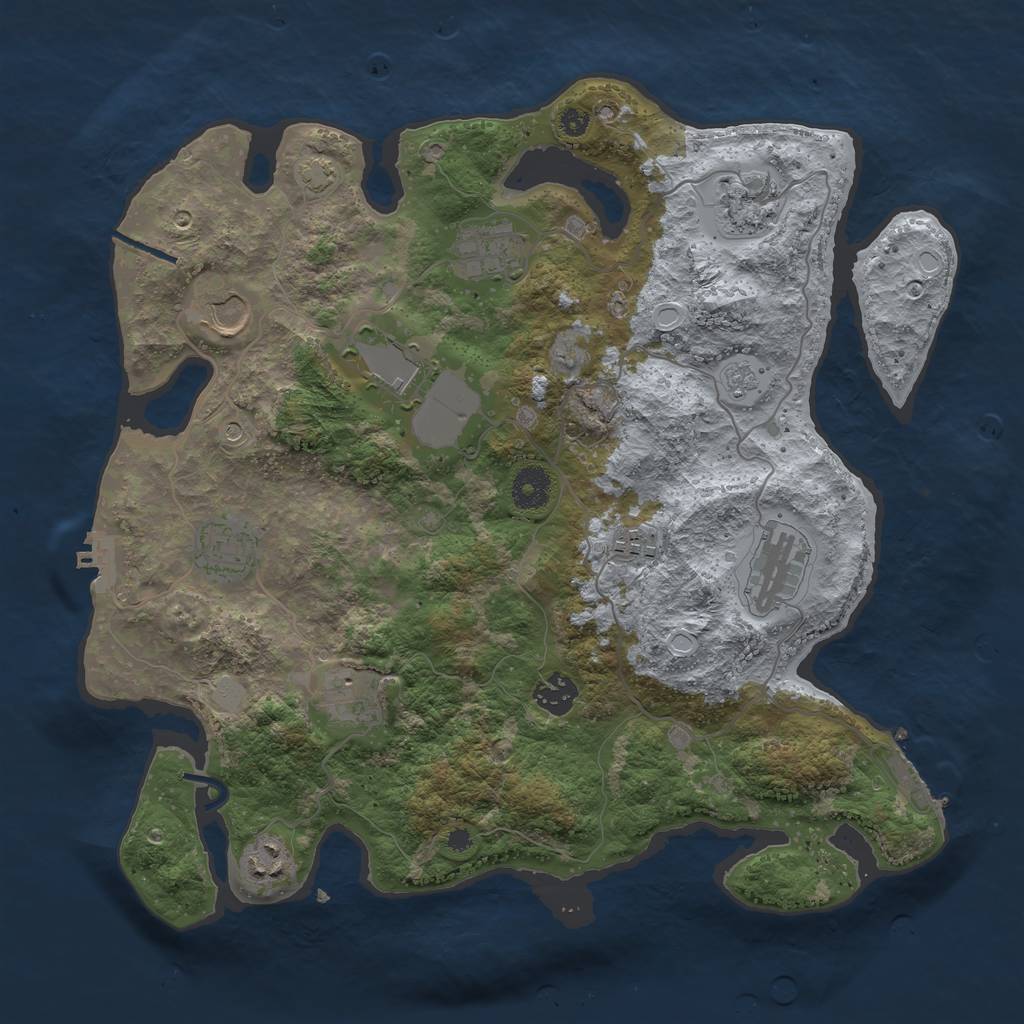 Rust Map: Procedural Map, Size: 3700, Seed: 613030130, 18 Monuments