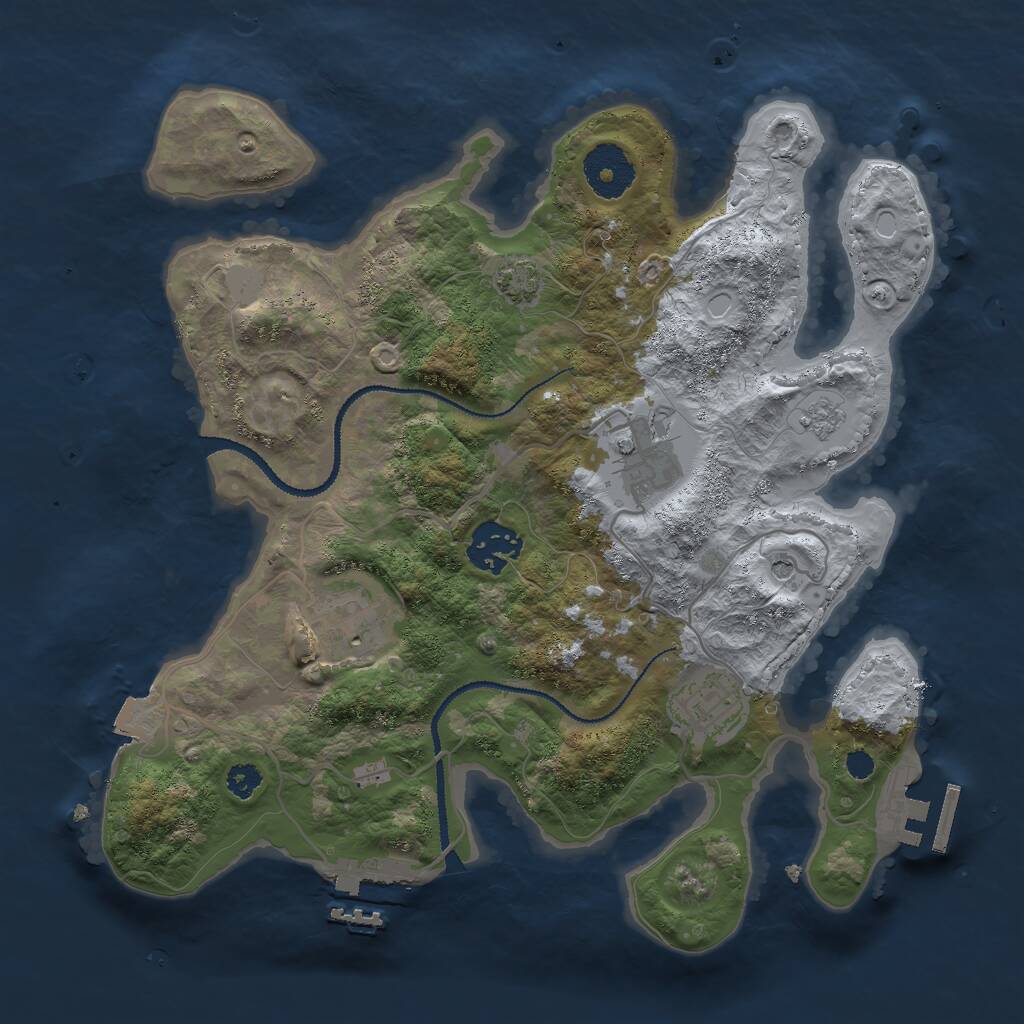 Rust Map: Procedural Map, Size: 3000, Seed: 23789456, 10 Monuments