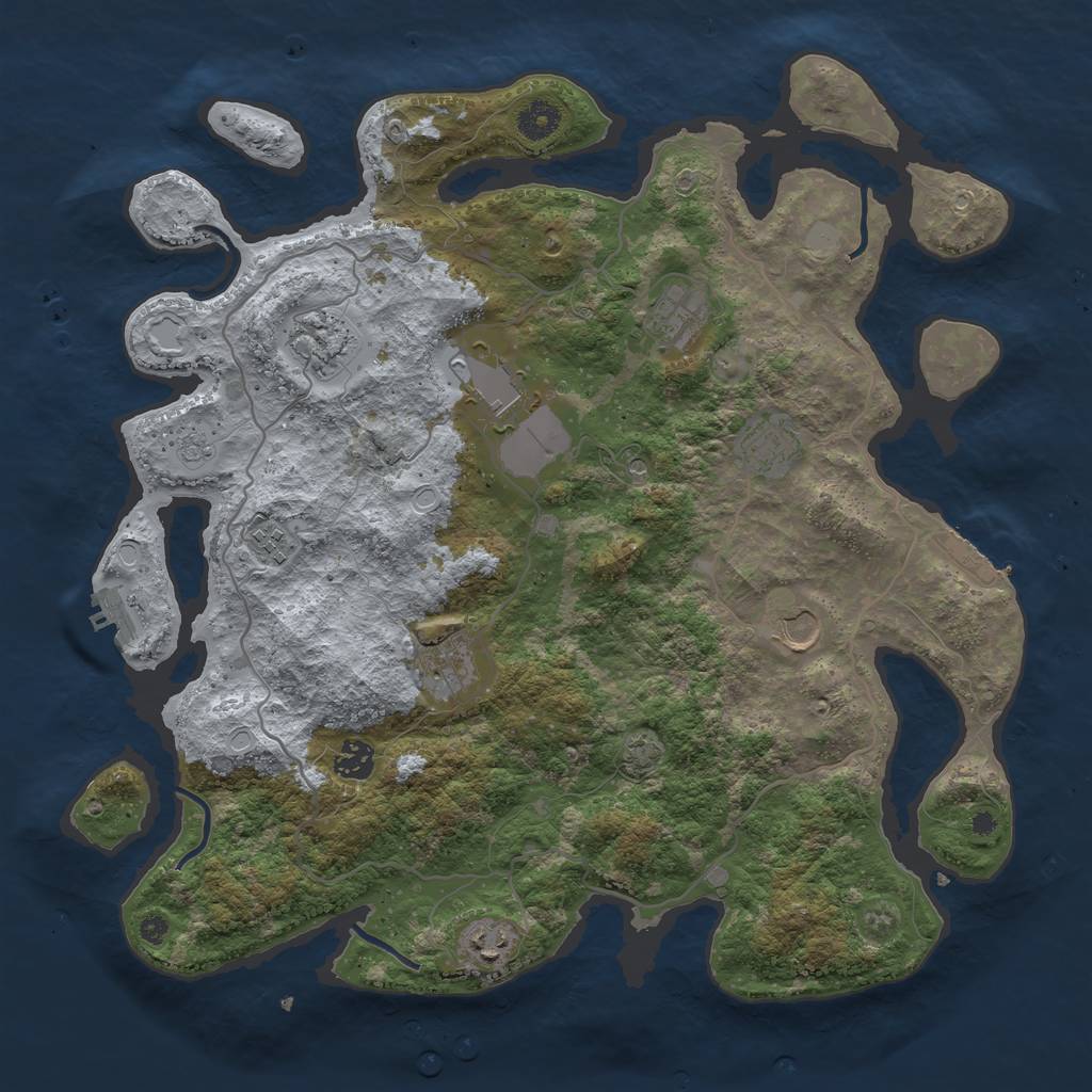 Rust Map: Procedural Map, Size: 4000, Seed: 47218274, 17 Monuments
