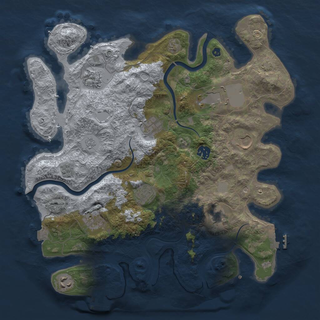 Rust Map: Procedural Map, Size: 3600, Seed: 9844453, 16 Monuments