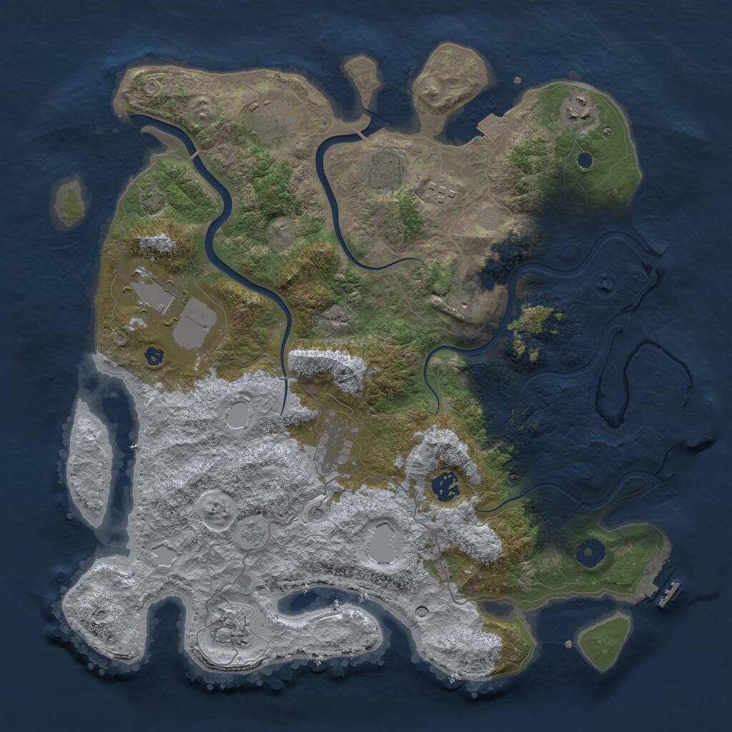 Rust Map: Procedural Map, Size: 3900, Seed: 8320849, 15 Monuments