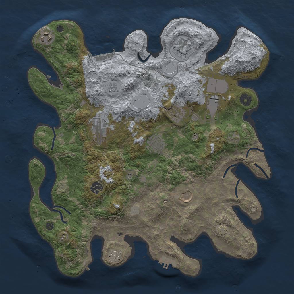 Rust Map: Procedural Map, Size: 3700, Seed: 39042551, 17 Monuments