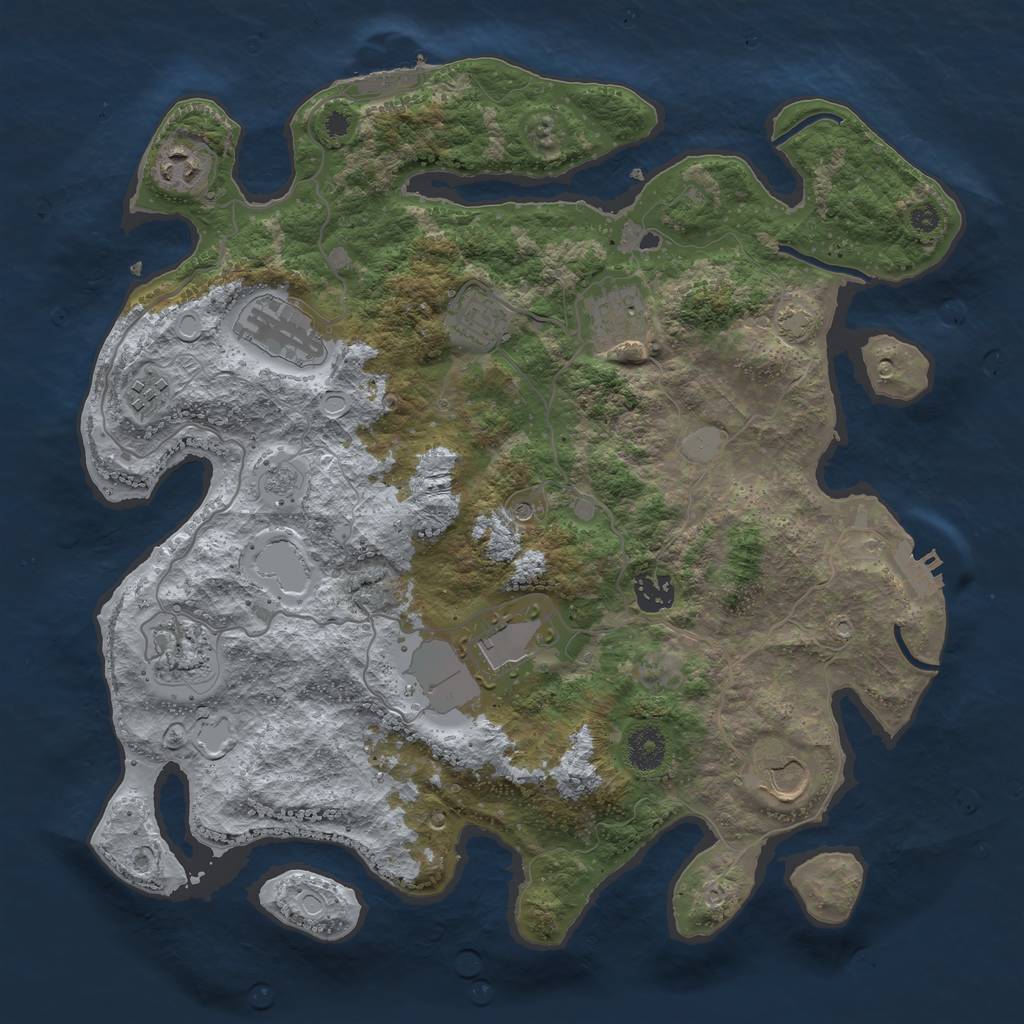 Rust Map: Procedural Map, Size: 3700, Seed: 96334805, 17 Monuments