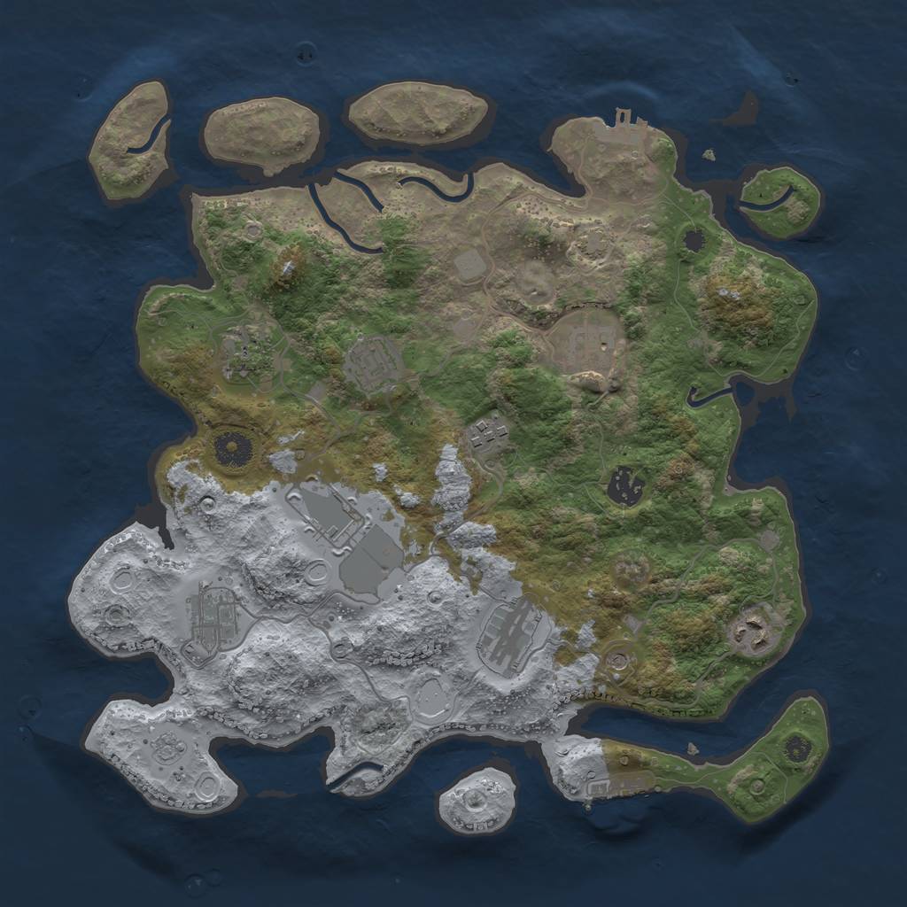 Rust Map: Procedural Map, Size: 3650, Seed: 21540551, 17 Monuments