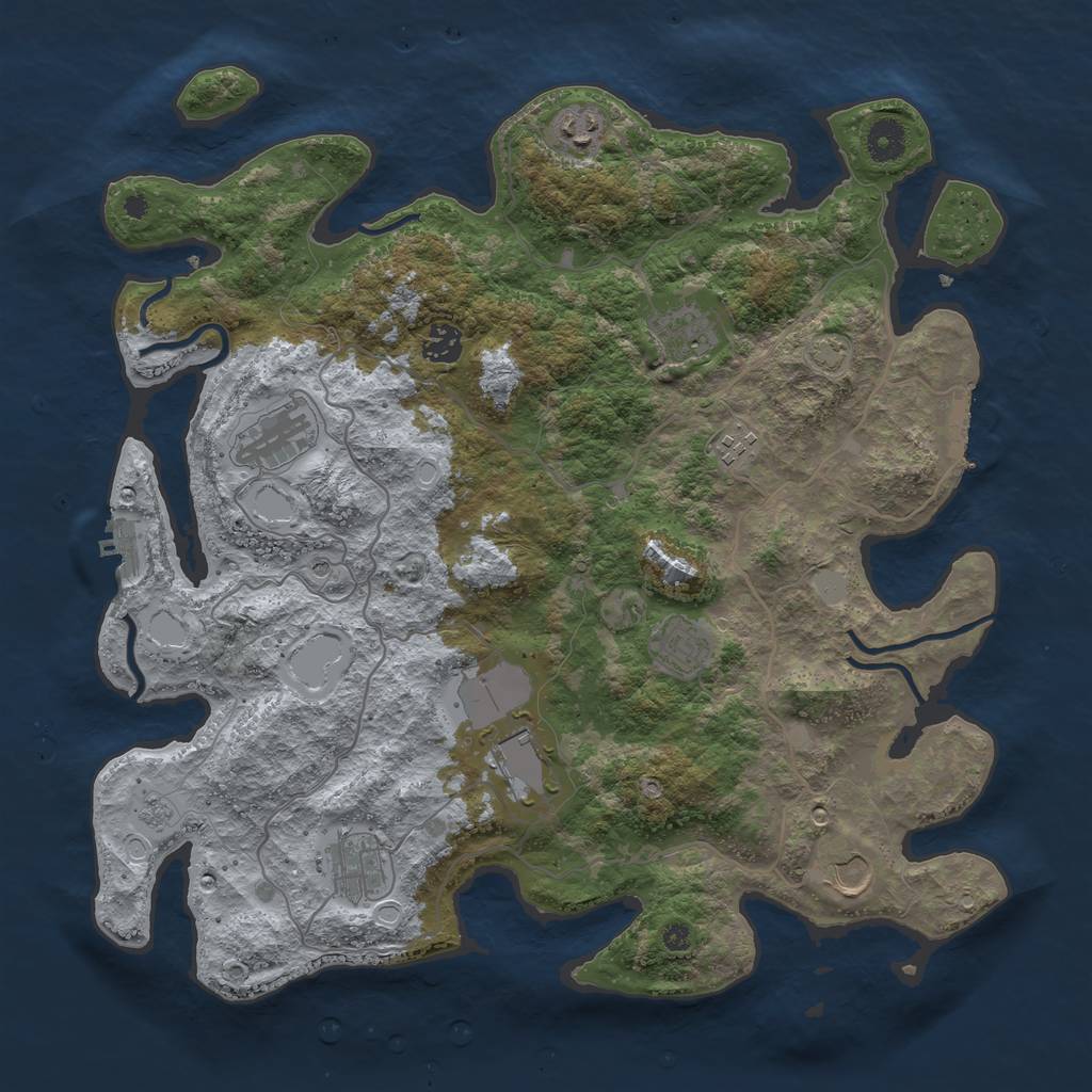 Rust Map: Procedural Map, Size: 4000, Seed: 4363888, 17 Monuments