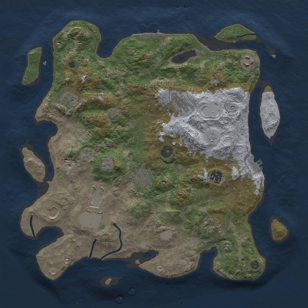 Rust Map: Procedural Map, Size: 3800, Seed: 8313406, 17 Monuments