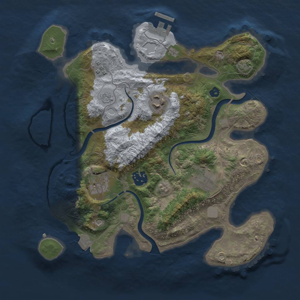 Rust Map: Procedural Map, Size: 3000, Seed: 26057, 10 Monuments