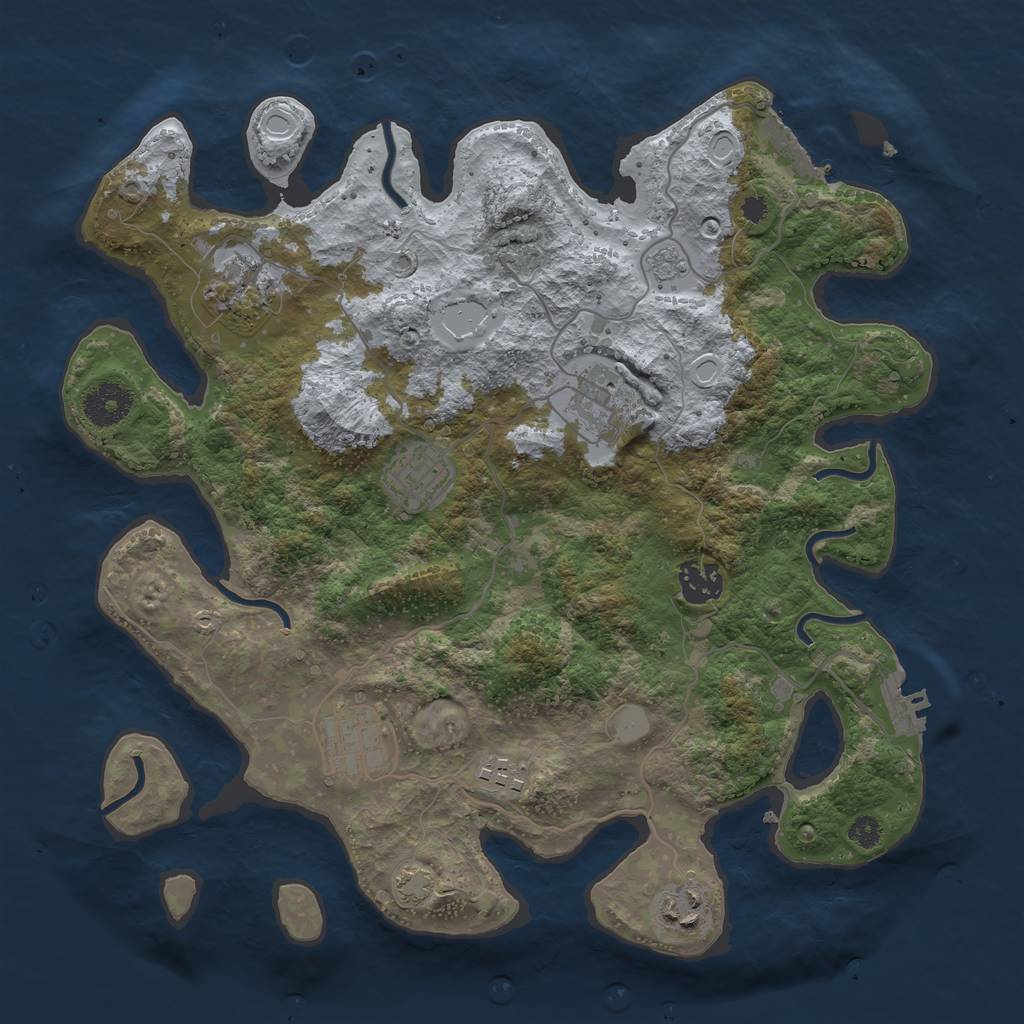 Rust Map: Procedural Map, Size: 3400, Seed: 74346355, 14 Monuments