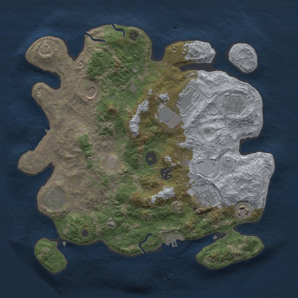 Rust Map: Procedural Map, Size: 3500, Seed: 56628061, 15 Monuments