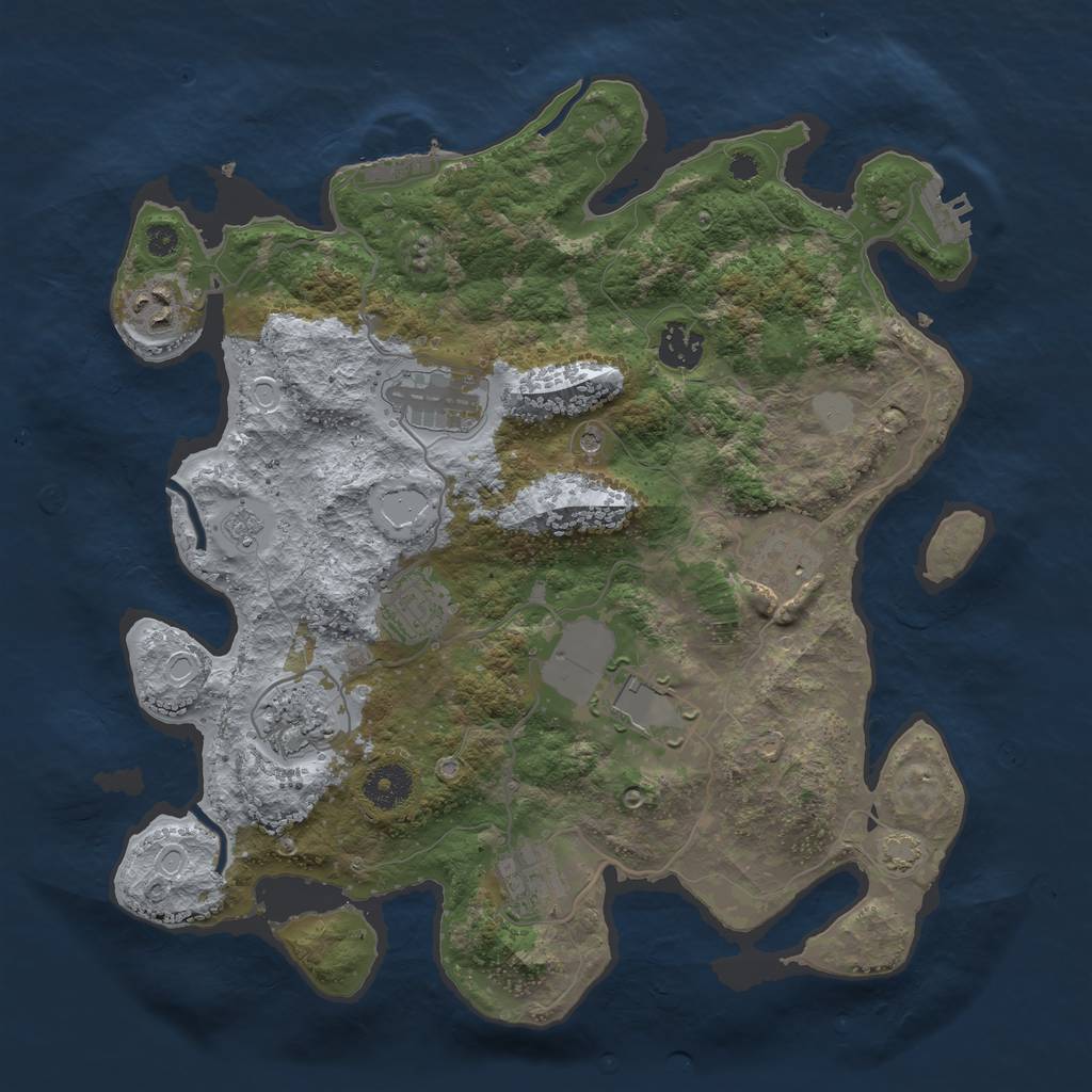 Rust Map: Procedural Map, Size: 3550, Seed: 63250879, 16 Monuments