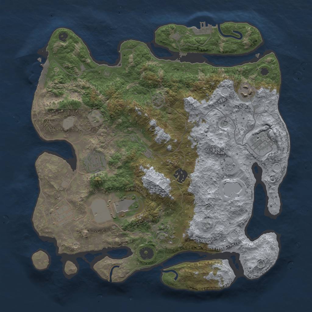 Rust Map: Procedural Map, Size: 3500, Seed: 61526569, 15 Monuments