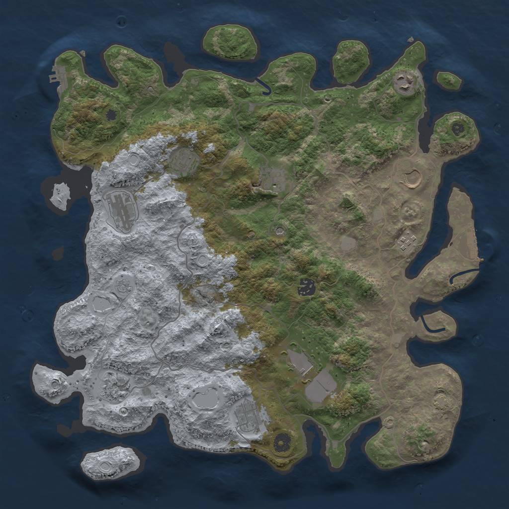 Rust Map: Procedural Map, Size: 4100, Seed: 14462976, 18 Monuments