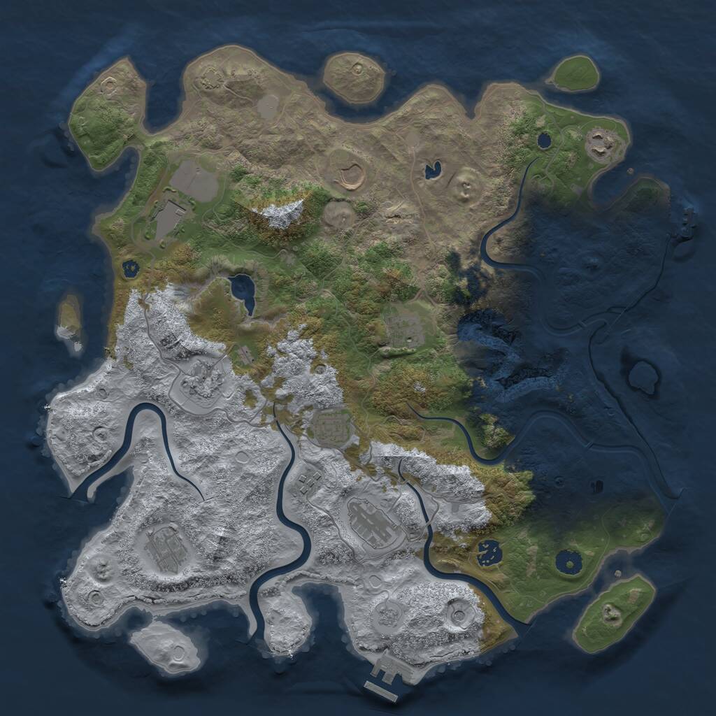 Rust Map: Procedural Map, Size: 4100, Seed: 68925331, 16 Monuments
