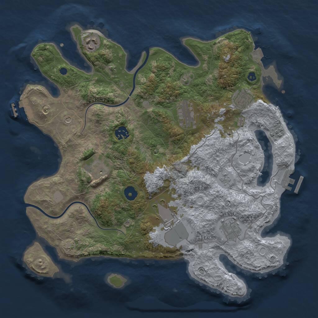 Rust Map: Procedural Map, Size: 3550, Seed: 36670383, 14 Monuments