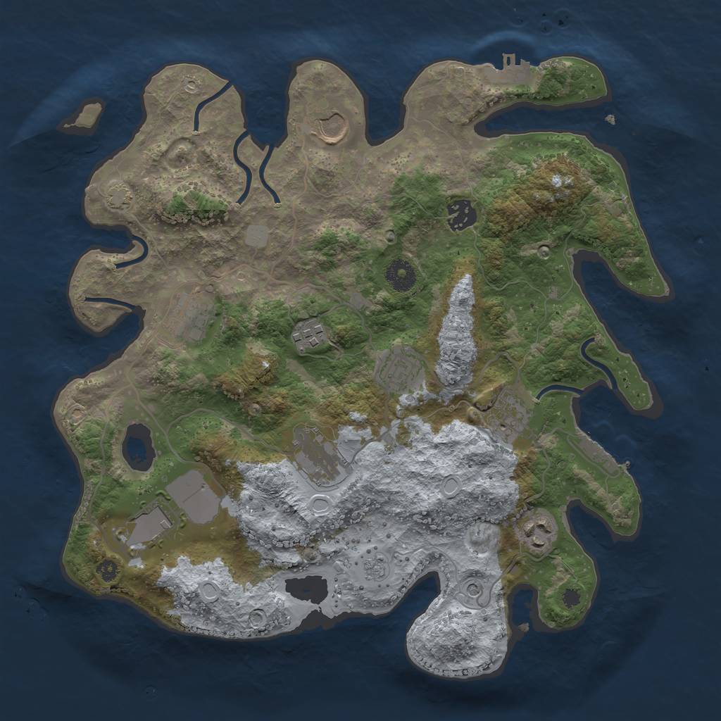Rust Map: Procedural Map, Size: 3500, Seed: 68424431, 17 Monuments