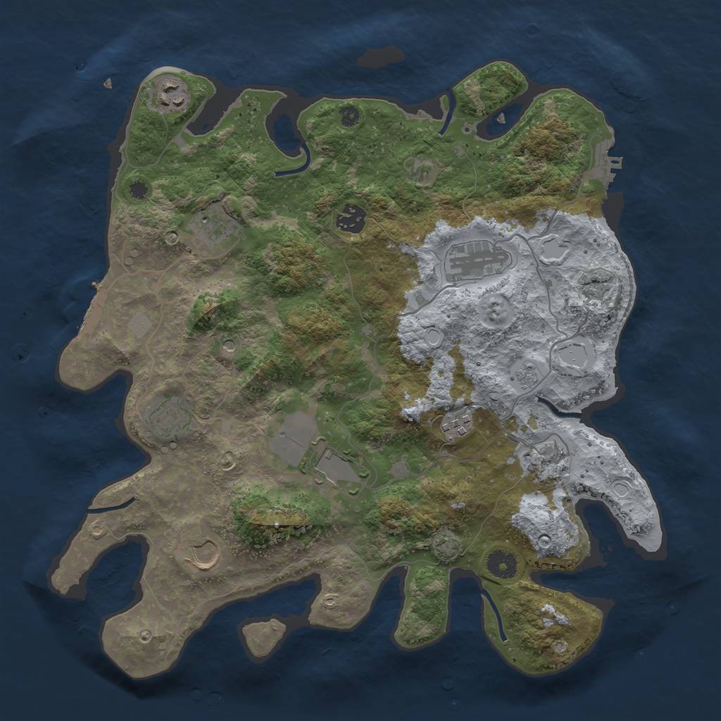 Rust Map: Procedural Map, Size: 3700, Seed: 80419550, 17 Monuments