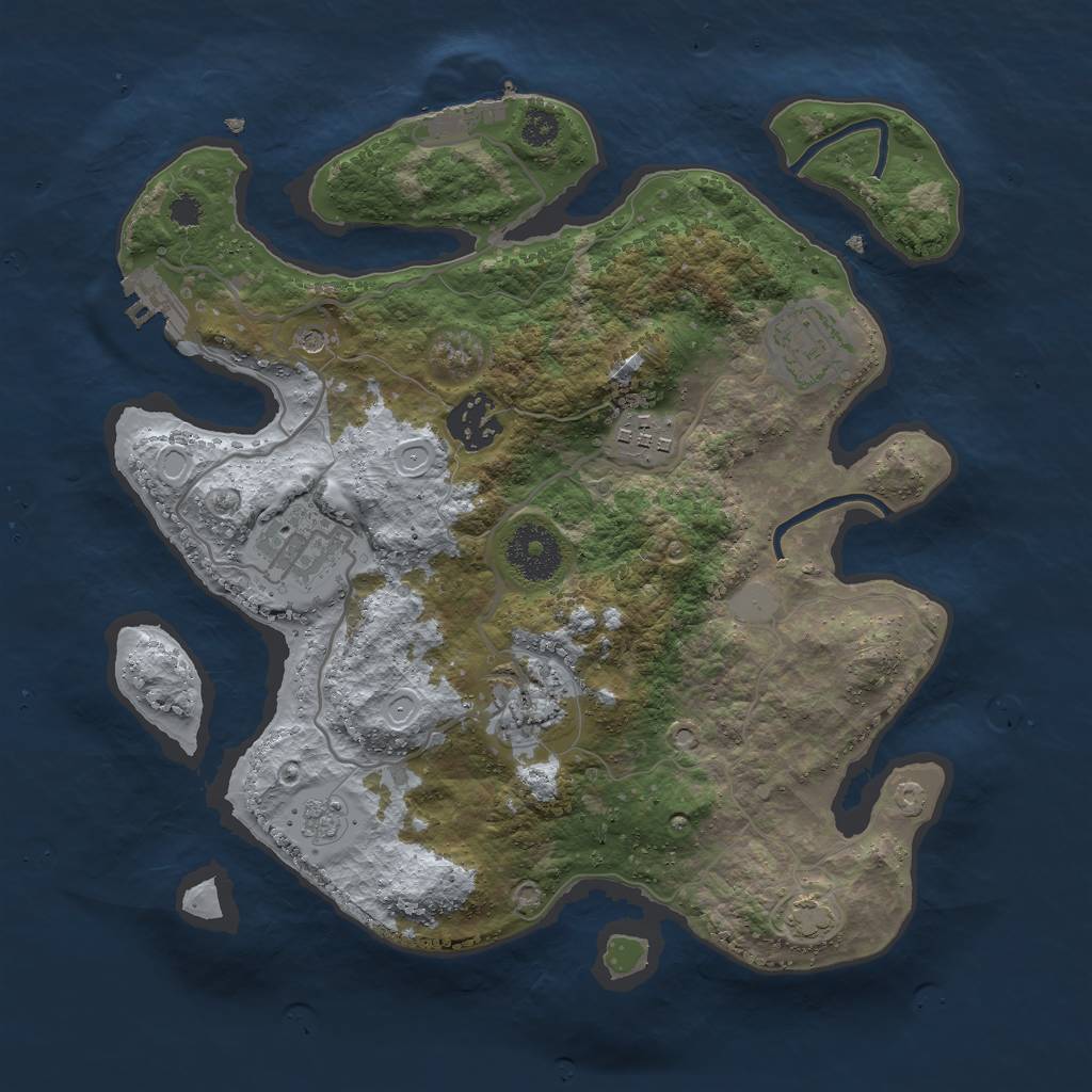 Rust Map: Procedural Map, Size: 3000, Seed: 1039604304, 13 Monuments