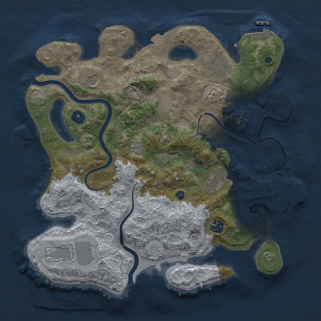 Rust Map: Procedural Map, Size: 3650, Seed: 10171594, 13 Monuments