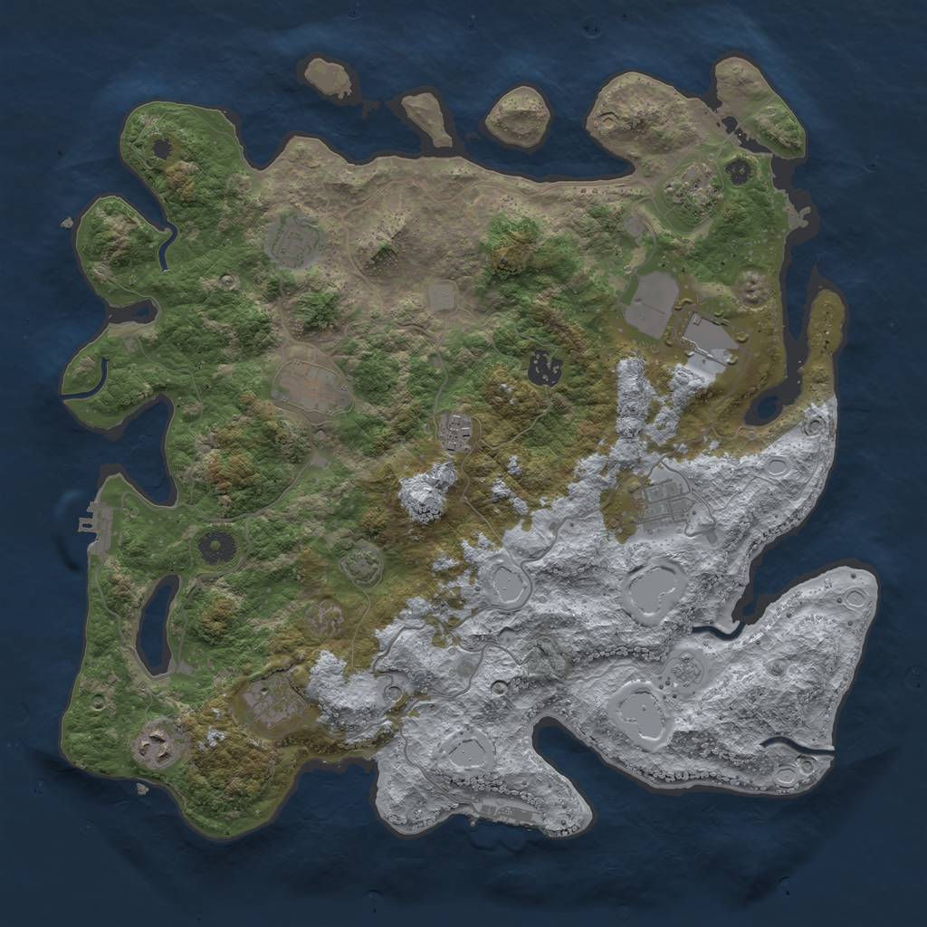 Rust Map: Procedural Map, Size: 3900, Seed: 46160826, 17 Monuments