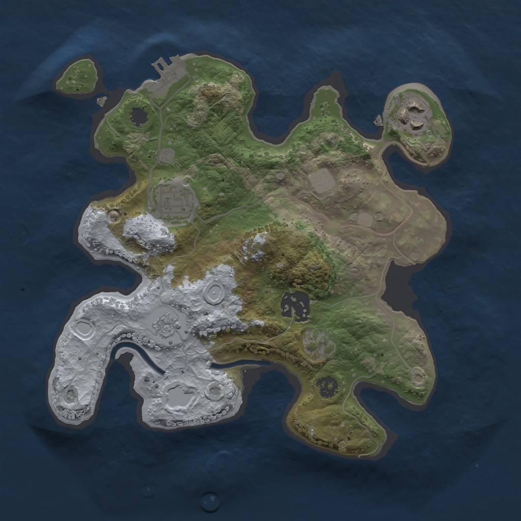 Rust Map: Procedural Map, Size: 2500, Seed: 55667795, 8 Monuments