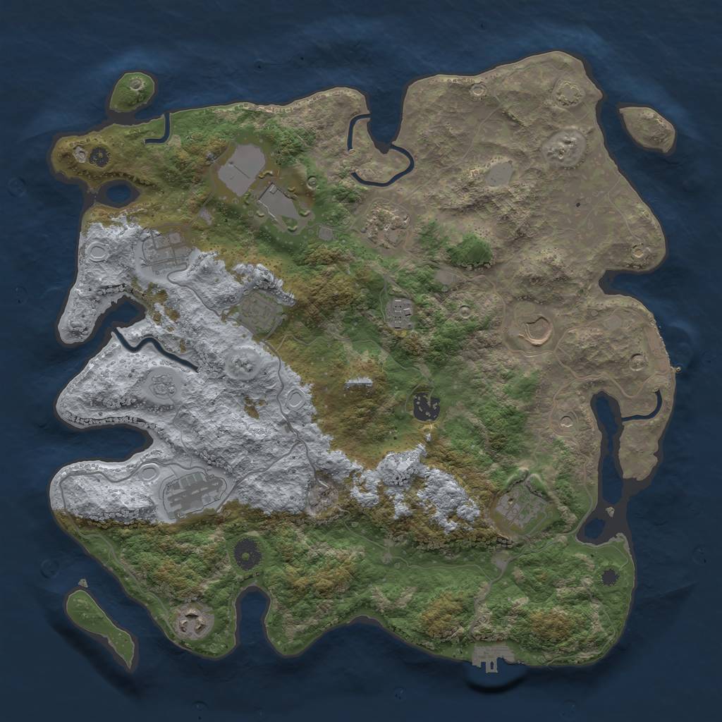 Rust Map: Procedural Map, Size: 3800, Seed: 92669891, 18 Monuments
