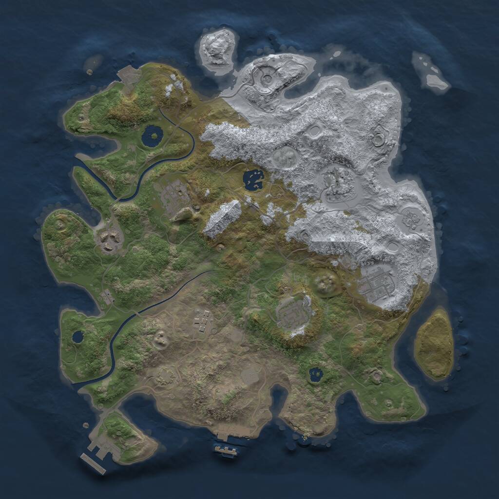 Rust Map: Procedural Map, Size: 3450, Seed: 74261357, 13 Monuments