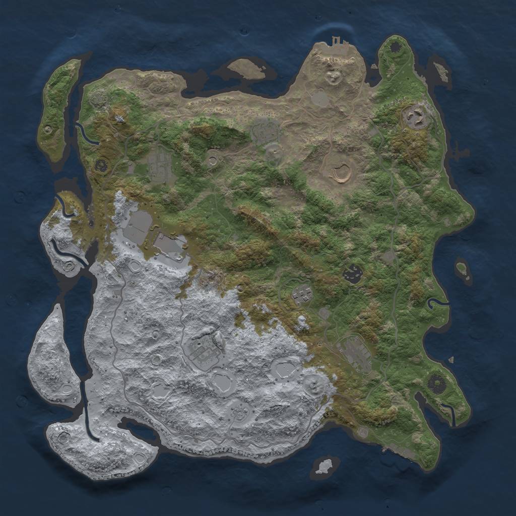 Rust Map: Procedural Map, Size: 4100, Seed: 2186627, 17 Monuments