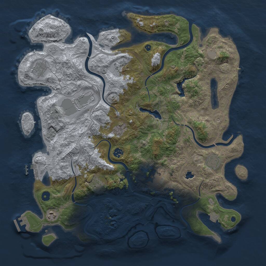 Rust Map: Procedural Map, Size: 4300, Seed: 33307701, 16 Monuments