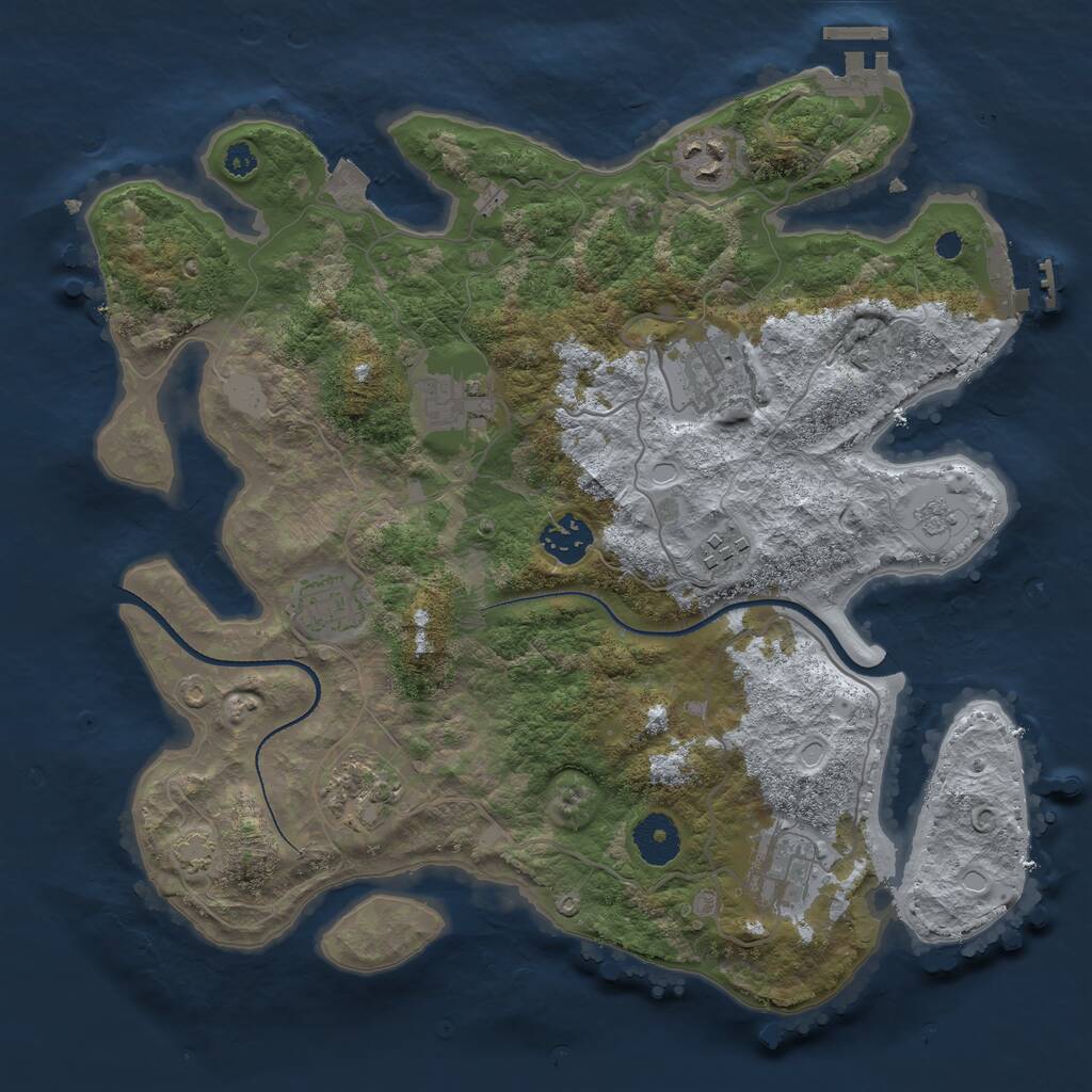 Rust Map: Procedural Map, Size: 3400, Seed: 69348513, 13 Monuments