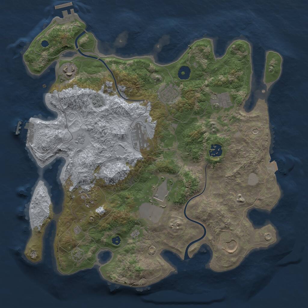 Rust Map: Procedural Map, Size: 3500, Seed: 3866831, 15 Monuments