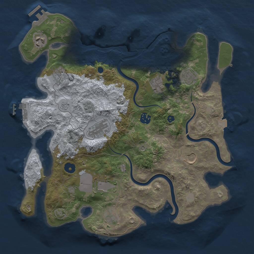 Rust Map: Procedural Map, Size: 3500, Seed: 3866831, 16 Monuments