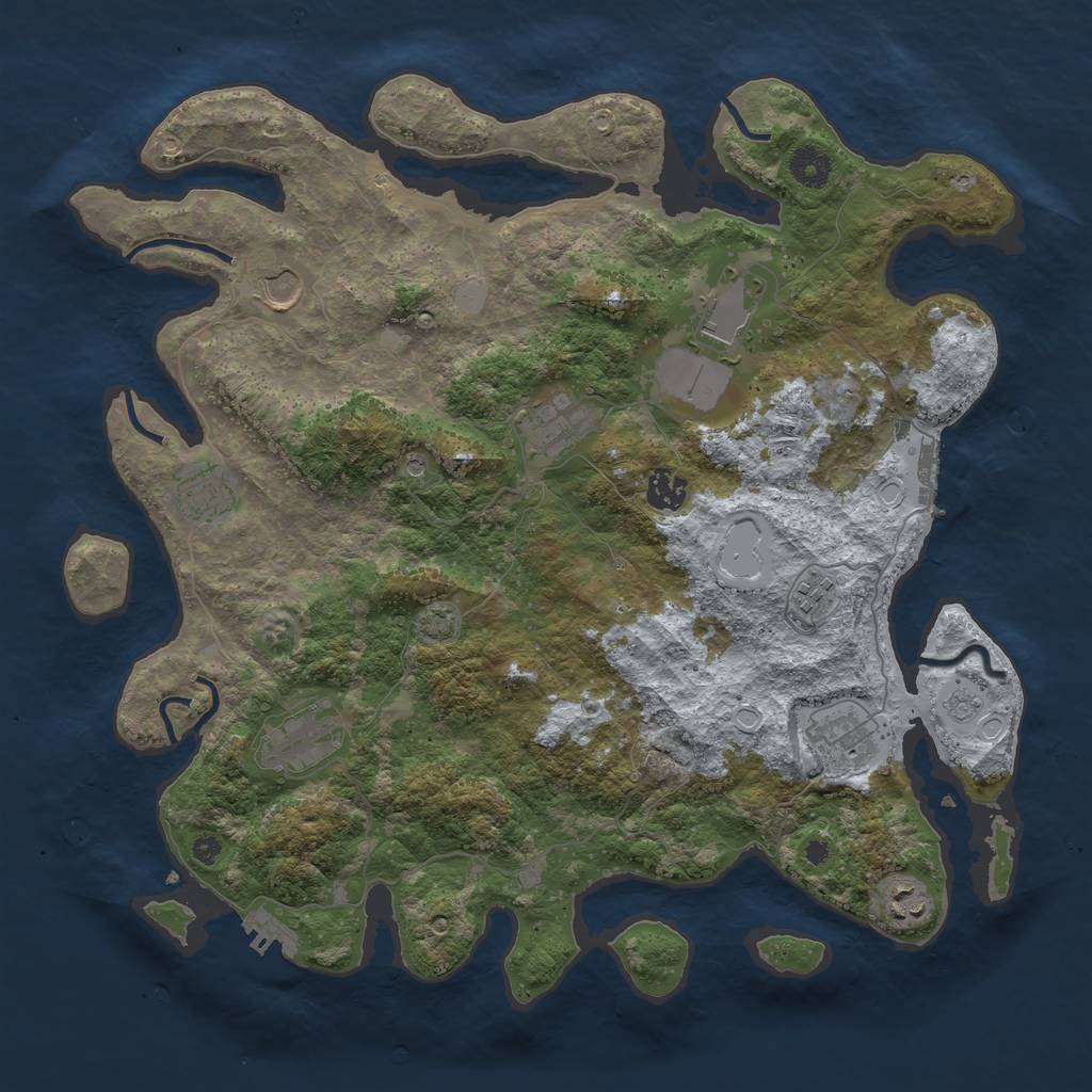 Rust Map: Procedural Map, Size: 3950, Seed: 52471244, 17 Monuments