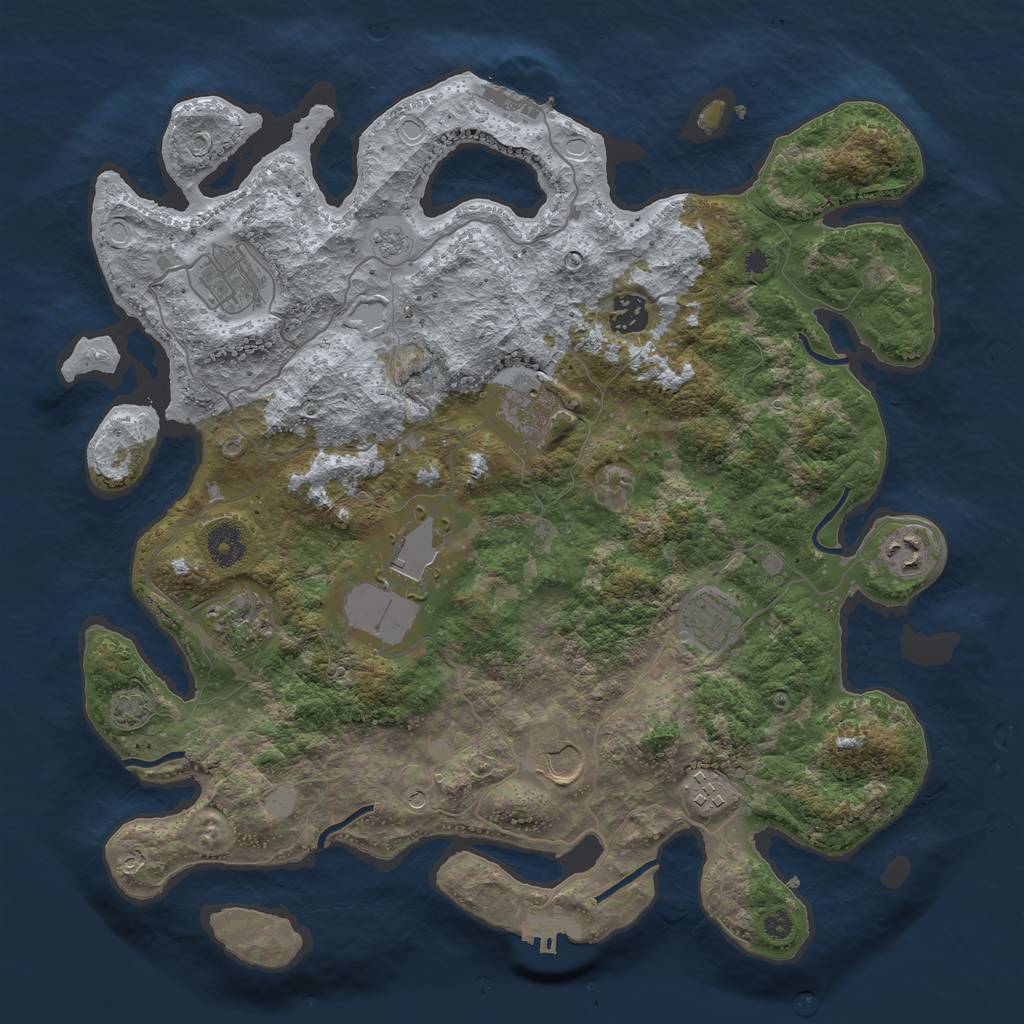 Rust Map: Procedural Map, Size: 3800, Seed: 38862061, 17 Monuments