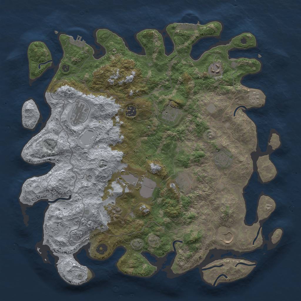 Rust Map: Procedural Map, Size: 4100, Seed: 8809914, 18 Monuments