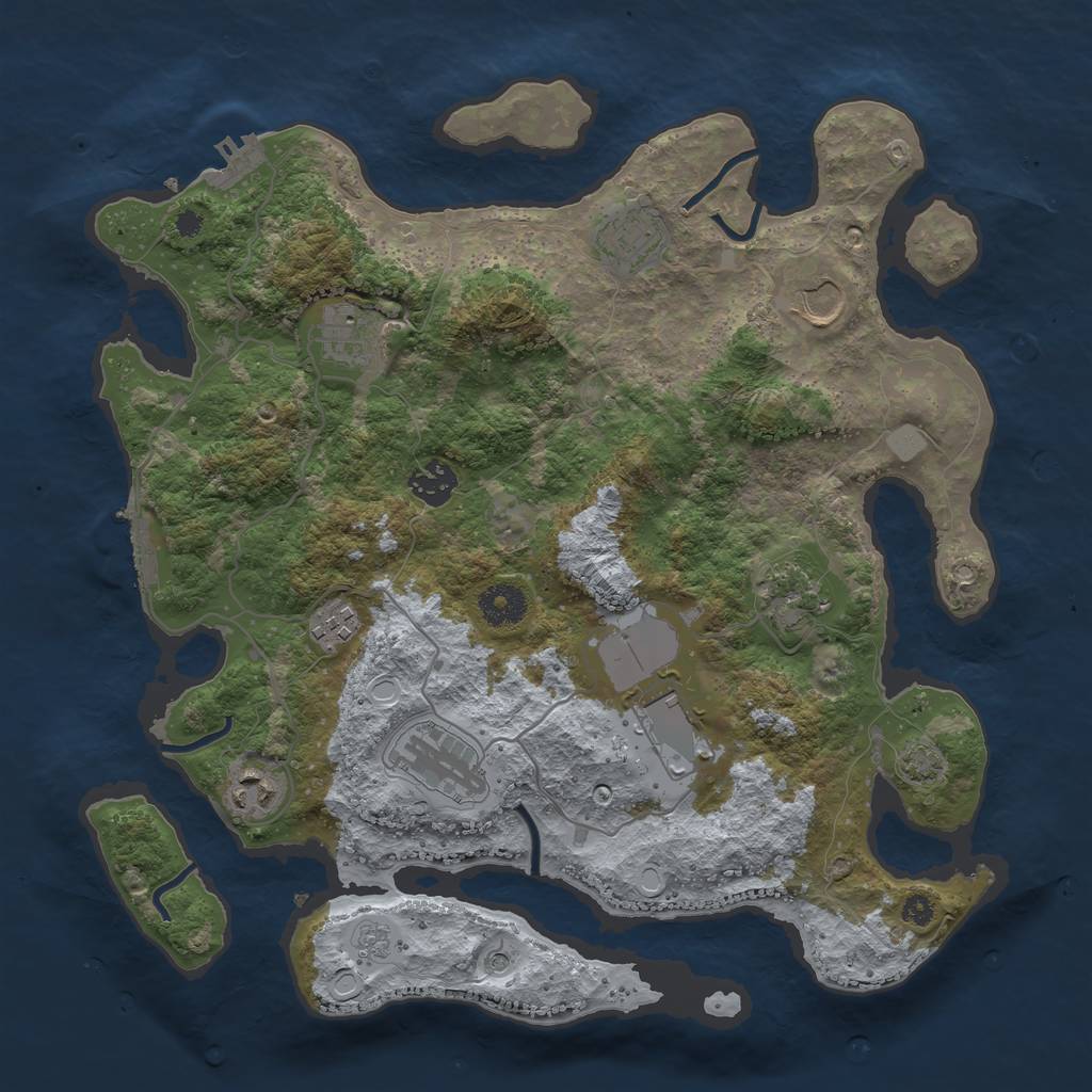 Rust Map: Procedural Map, Size: 3600, Seed: 15522586, 17 Monuments